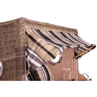 Teak Strandkorb Dangast Business 2.5 - Sitzer Geflecht Grey