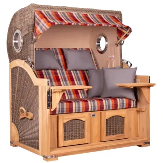 Teak Strandkorb Dangast Business 2.5 - Sitzer Geflecht Grey