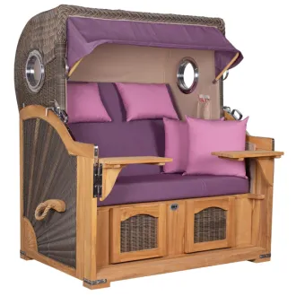 Teak Strandkorb Dangast Business 2.5 - Sitzer Geflecht Grey
