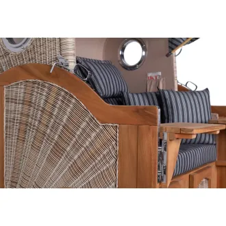 Teak Strandkorb Dangast Business 2.5 - Sitzer Geflecht Shell