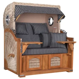 Teak Strandkorb Dangast Business 2.5 - Sitzer Geflecht Shell