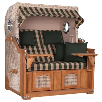 Teak Strandkorb Dangast Business 2.5 - Sitzer Geflecht Shell