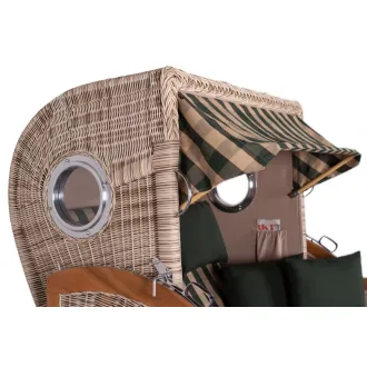 2.5-SITZER TEAK STRANDKORB DANGAST MIT BULLAUGEN SHELL DESIGN 506