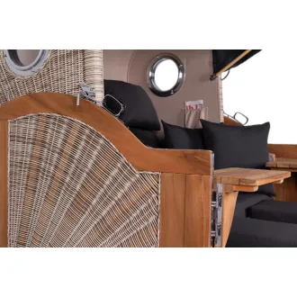 Teak Strandkorb Dangast Business 2.5 - Sitzer Geflecht Shell