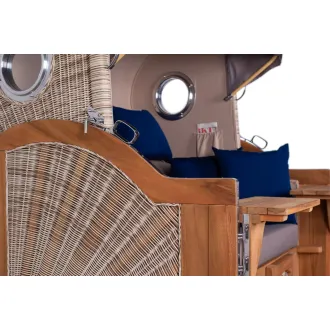 Teak Strandkorb Dangast Business 2.5 - Sitzer Geflecht Shell