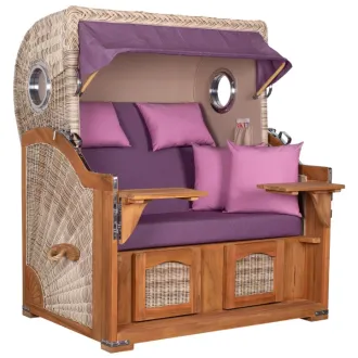 Teak Strandkorb Dangast Business 2.5 - Sitzer Geflecht Shell