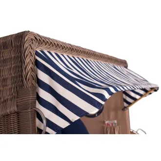 3ER TEAK STRANDKORB DANGAST MIT BULLAUGE GREY DESIGN 518