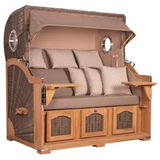 Strandkorb Dangast Teak 3er XXL 170cm breit - Premiumqualität