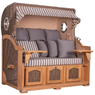 Strandkorb Dangast Teak 3er XXL 170cm breit - Premiumqualität