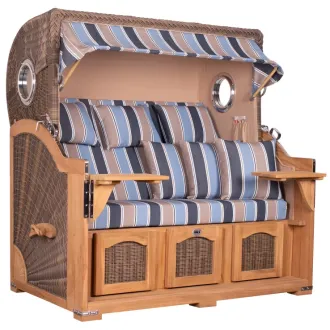 Strandkorb Dangast Teak 3er XXL 170cm breit - Premiumqualität