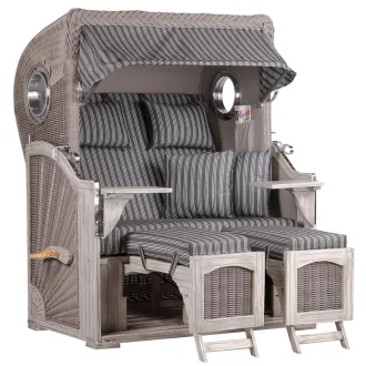 2er Strandkorb Mahagoni Vintage grey washed ➪ wunderschön