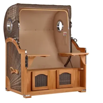 Teak Strandkorb Dangast Business 2.5 - Sitzer Geflecht Grey