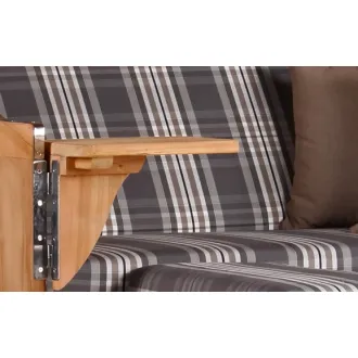 Teak Strandkorb Keitum Business 2 - Sitzer Blau Grau kariert Geflecht Mokka
