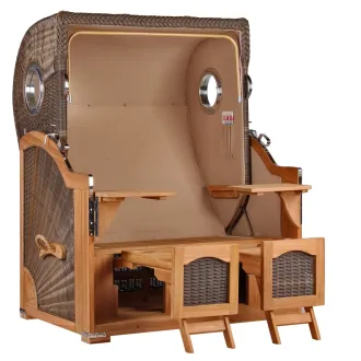 Teak Strandkorb Dangast Business 2.5 - Sitzer Geflecht Grey