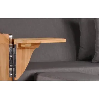 Teak Strandkorb Keitum Business 2 - Sitzer Blau Grau kariert Geflecht Mokka