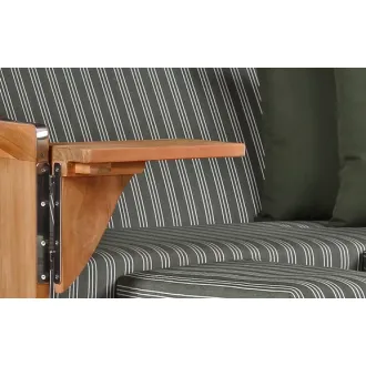 2er Teak Strandkorb Dangas. 125 cm Breit -ca. 170cm hoch. Mit Bullaugen und Schutzhaube - Komplettset