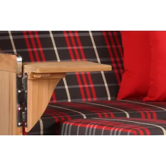 2er Teak Strandkorb Dangas. 125 cm Breit -ca. 170cm hoch. Mit Bullaugen und Schutzhaube - Komplettset