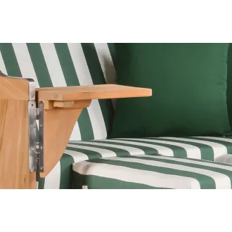 2er Teak Strandkorb Dangas. 125 cm Breit -ca. 170cm hoch. Mit Bullaugen und Schutzhaube - Komplettset