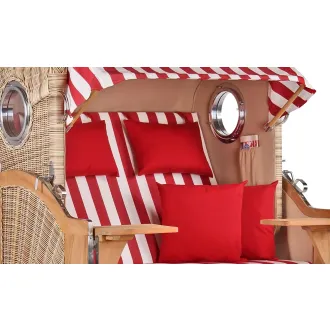 2er Teak Strandkorb Dangas. 125 cm Breit -ca. 170cm hoch. Mit Bullaugen und Schutzhaube - Komplettset
