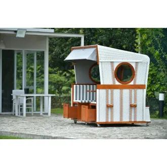StrandkorSTRANDKOERBE/MR_DEK6 Personen Lounge Strandkorb - perfekt für Gastro - Messe und PrivatO/BALTIKUM/fehlt.pngb Teak 3er XXL - Premiumqualität