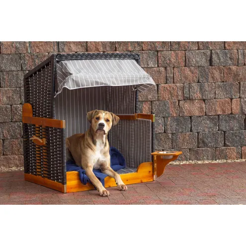 HUNDESTRANDKORB WACHOLDER PE BEIGE DESSIN GRAU GESTREIFT