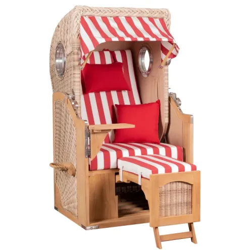 1-SITZER TEAK STRANDKORB DANGAST MIT BULLAUGEN SHELL DESIGN 562