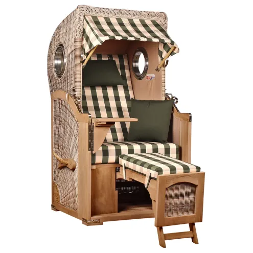 1-SITZER TEAK STRANDKORB DANGAST MIT BULLAUGEN SHELL DESIGN 506
