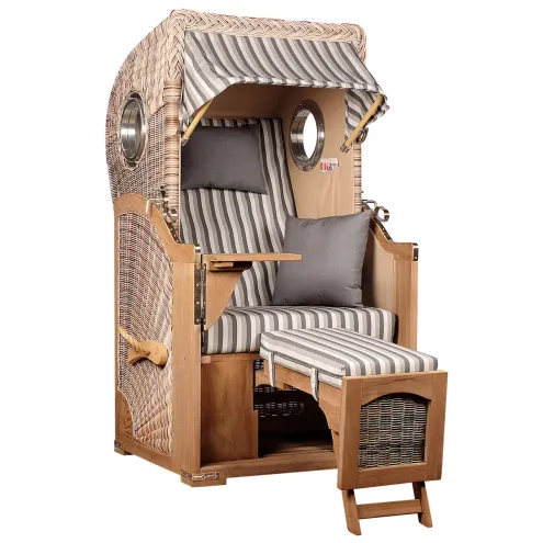 1-SITZER TEAK STRANDKORB DANGAST MIT BULLAUGEN SHELL DESIGN 545