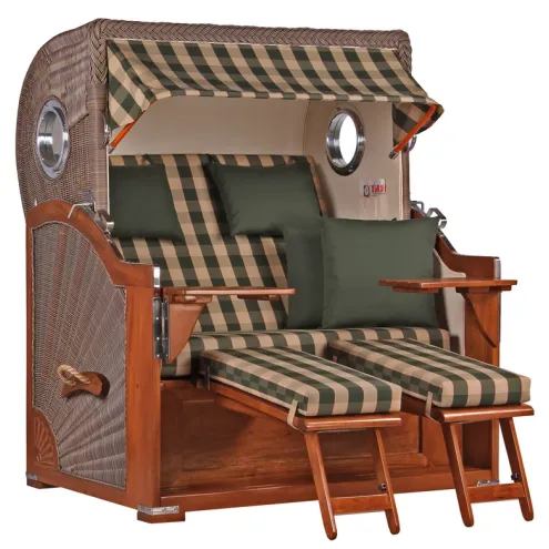 2.5-SITZER MAHAGONI STRANDKORB BORKUM MIT BULLAUGE GREY DESIGN 506