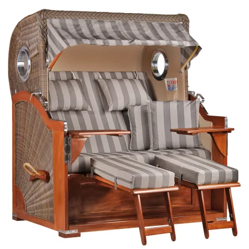 2.5-SITZER MAHAGONI STRANDKORB BORKUM MIT BULLAUGE GREY DESIGN 537