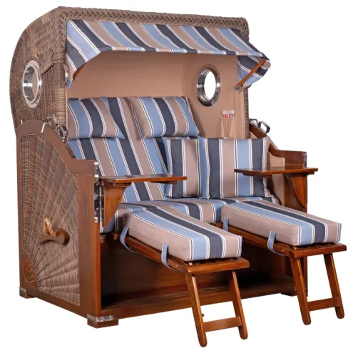 2.5-SITZER MAHAGONI STRANDKORB BORKUM MIT BULLAUGE GREY DESIGN 580
