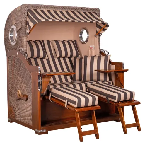 2.5-SITZER MAHAGONI STRANDKORB BORKUM MIT BULLAUGE GREY DESIGN 581