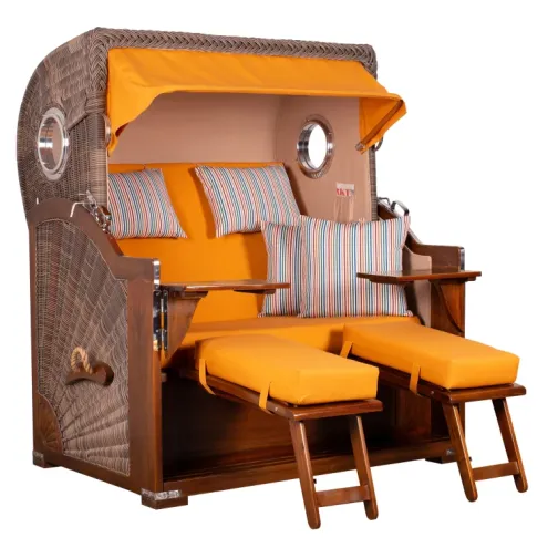 2.5-SITZER MAHAGONI STRANDKORB BORKUM MIT BULLAUGE GREY DESIGN 586