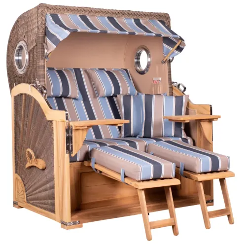 2.5-SITZER TEAK STRANDKORB BORKUM MIT BULLAUGEN GREY DESIGN 580