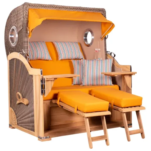 2.5-SITZER TEAK STRANDKORB BORKUM MIT BULLAUGEN GREY DESIGN 586