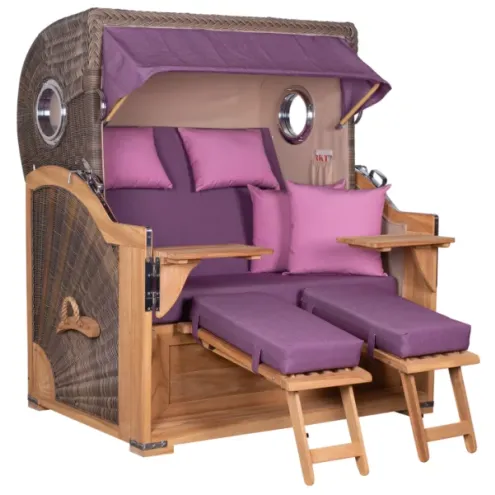 2.5-SITZER TEAK STRANDKORB BORKUM MIT BULLAUGEN GREY DESIGN 590