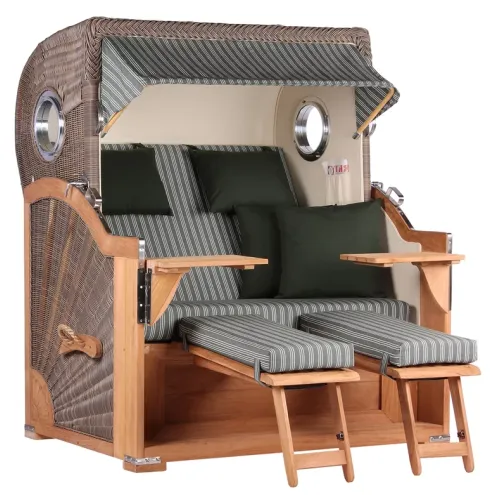 2.5-SITZER TEAK STRANDKORB BORKUM MIT BULLAUGEN GREY DESIGN 504