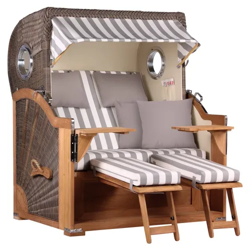 2.5-SITZER TEAK STRANDKORB BORKUM MIT BULLAUGEN GREY DESIGN 513