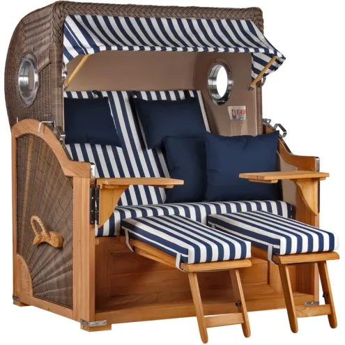 2.5-SITZER TEAK STRANDKORB BORKUM MIT BULLAUGEN GREY DESIGN 518