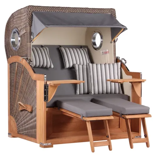 2.5-SITZER TEAK STRANDKORB BORKUM MIT BULLAUGEN GREY DESIGN 544
