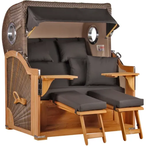 2.5-SITZER TEAK STRANDKORB BORKUM MIT BULLAUGEN GREY DESIGN 548