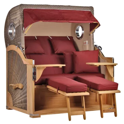 2.5-SITZER TEAK STRANDKORB BORKUM MIT BULLAUGEN GREY DESIGN 550