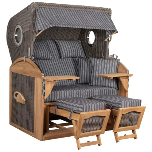 2.5-SITZER TEAK STRANDKORB SYLT MIT BULLAUGEN GREY DESIGN 500