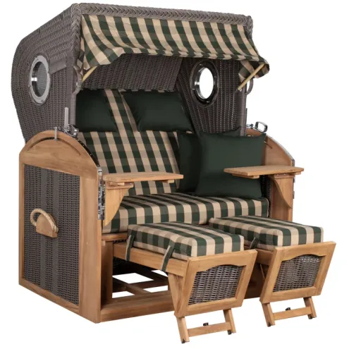 2.5-SITZER TEAK STRANDKORB SYLT MIT BULLAUGEN GREY DESIGN 506