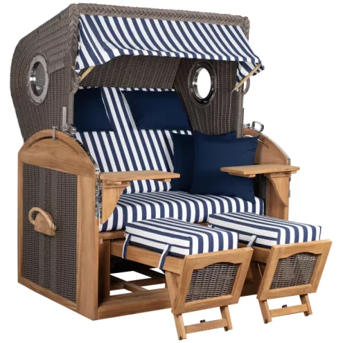 2.5-SITZER TEAK STRANDKORB SYLT MIT BULLAUGEN GREY DESIGN 518