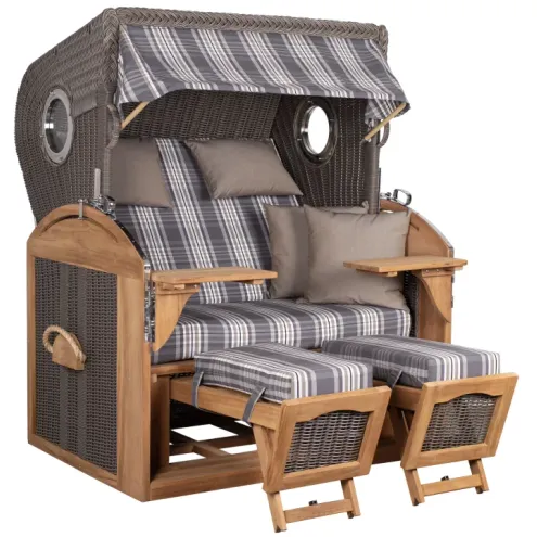 2.5-SITZER TEAK STRANDKORB SYLT MIT BULLAUGEN GREY DESIGN 522