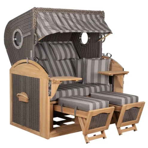 2.5-SITZER TEAK STRANDKORB SYLT MIT BULLAUGEN GREY DESIGN 537