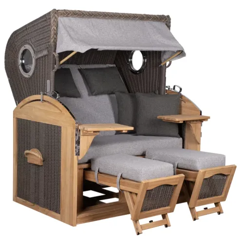 2.5-SITZER TEAK STRANDKORB SYLT MIT BULLAUGEN GREY DESIGN 570