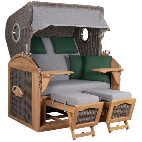 2.5-SITZER TEAK STRANDKORB SYLT MIT BULLAUGEN GREY DESIGN 571