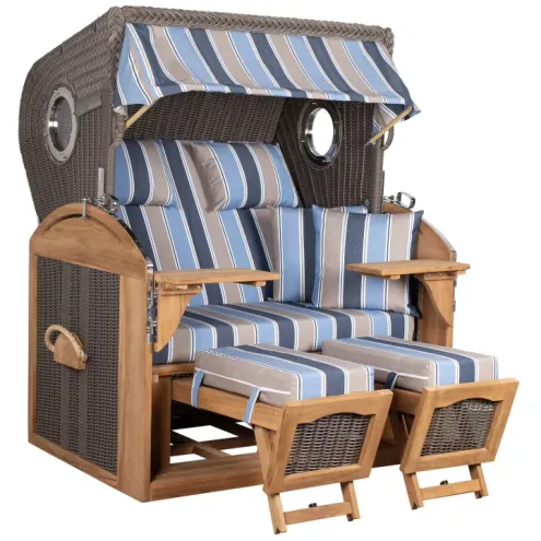 2.5-SITZER TEAK STRANDKORB SYLT MIT BULLAUGEN GREY DESIGN 580